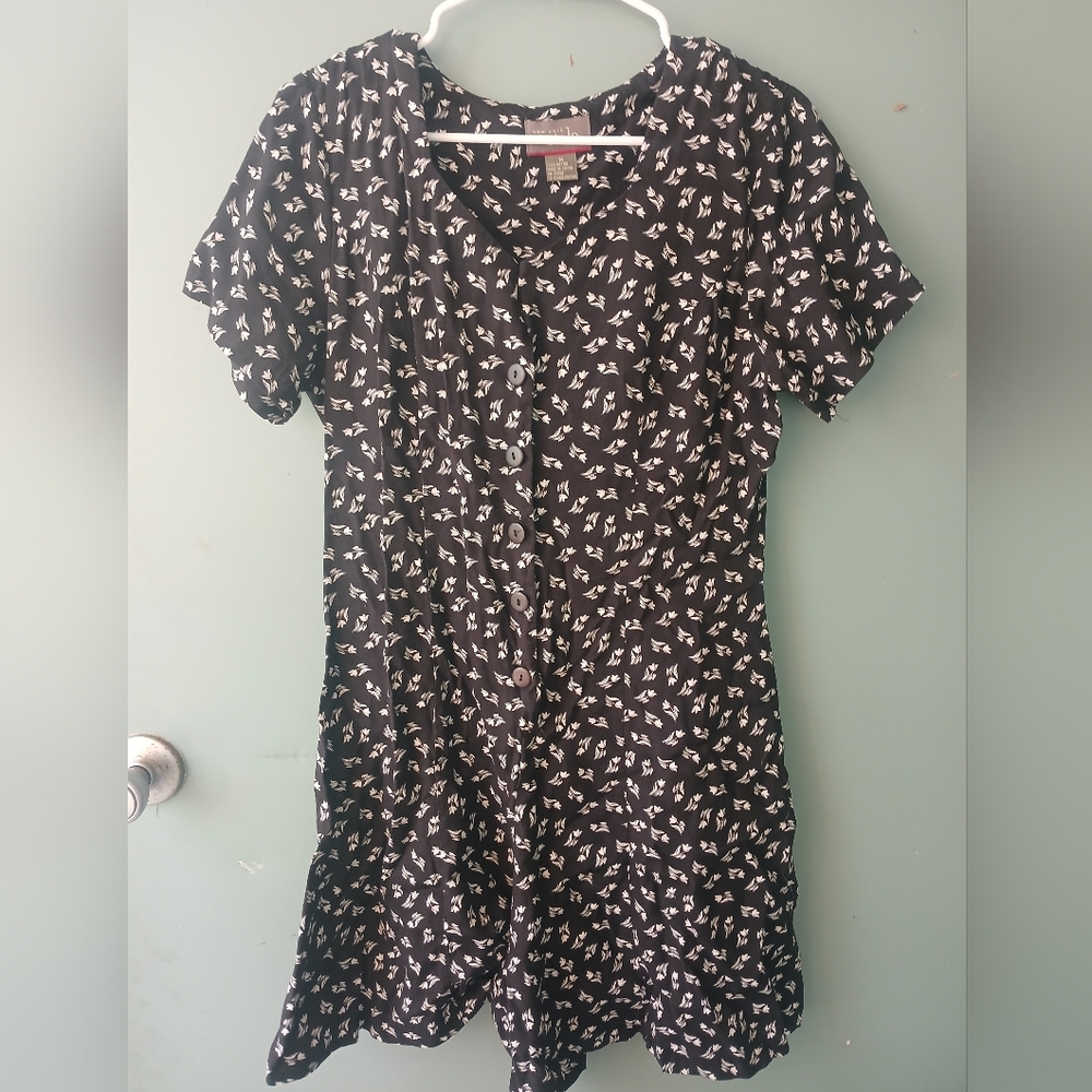 Black Floral Button-Up Dress